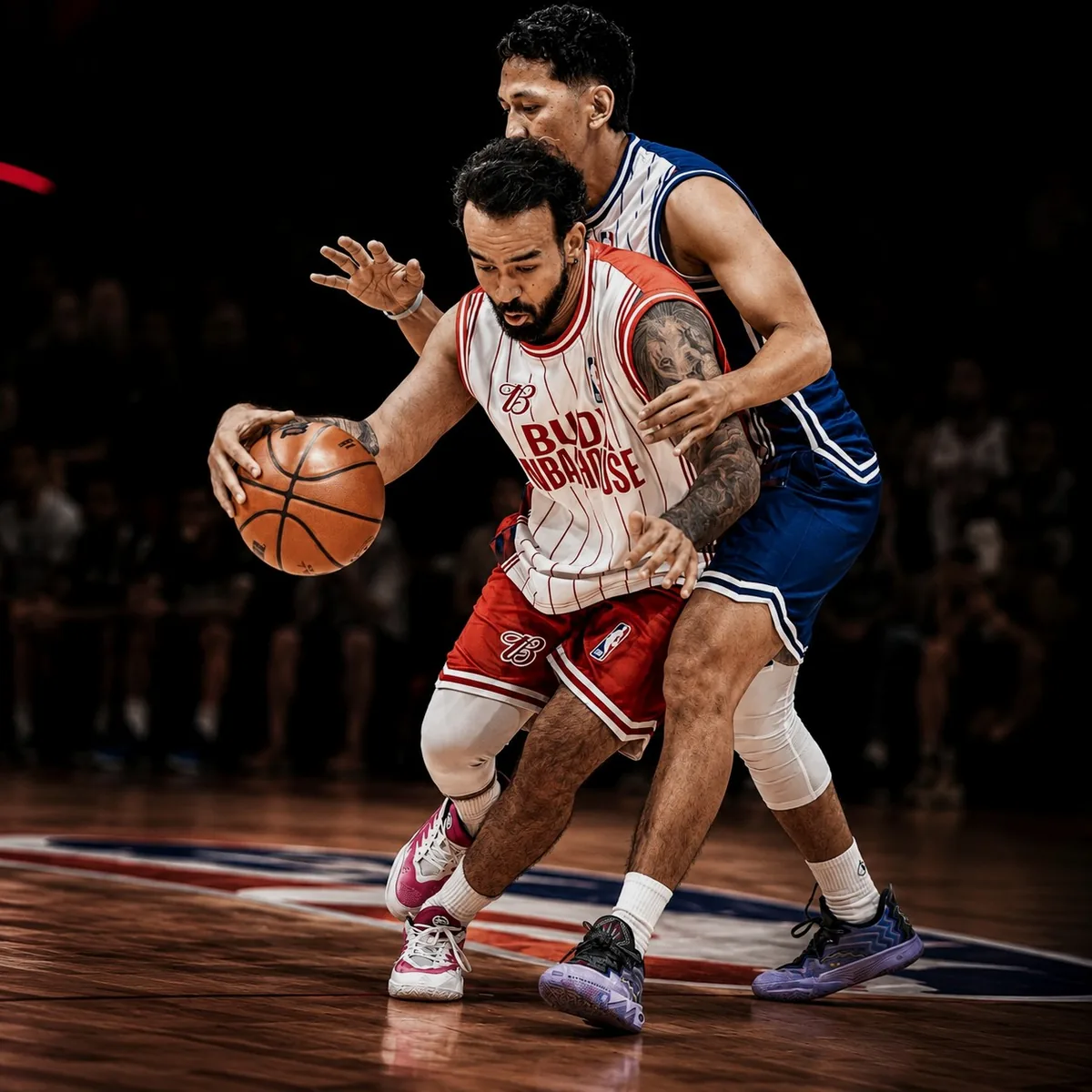 Dhruv Barman driving with the basketball