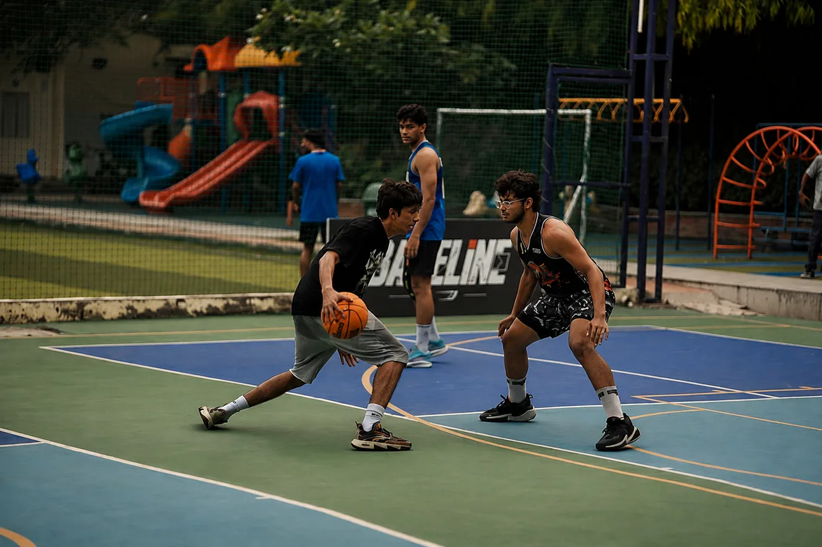 Baseline athlete working with the basketball during a skill session