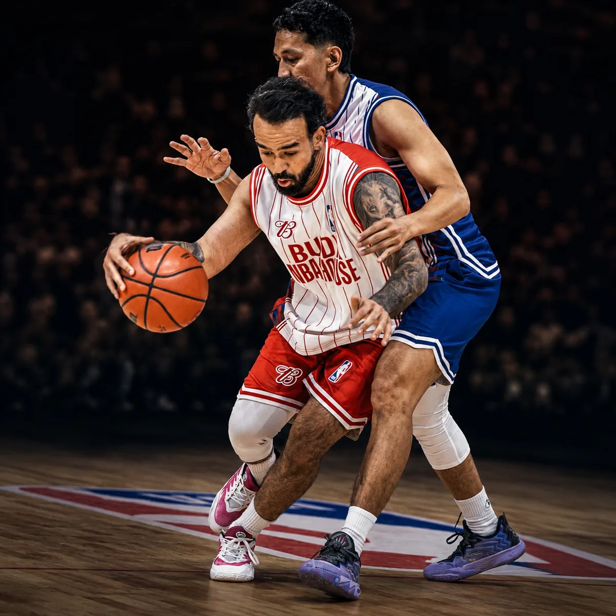 Dhruv Barman driving with the basketball