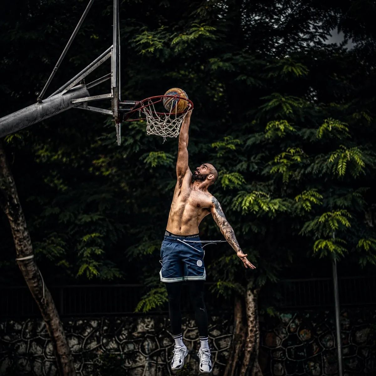 Dhruv Barman applying strength and control in live basketball